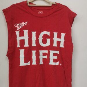Miller Life Men's Graphic Print Muscle Tank Top Red Size XS
